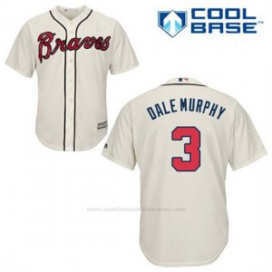 Camiseta Beisbol Hombre Atlanta Braves 3 Dale Murphy Crema Alterno Cool Base