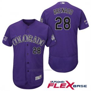 Camiseta Beisbol Hombre Colorado Rockies Nolan Arenado 28 Violeta 25th Season Flex Base