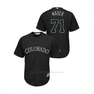 Camiseta Beisbol Hombre Colorado Rockies Wade Davis 2019 Players Weekend Wader Replica Negro