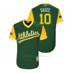 Camiseta Beisbol Hombre Oakland Athletics Marcus Semien 2018 Llws Players Weekend Sauce Green