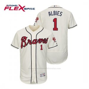 Camiseta Beisbol Hombre Atlanta Braves Ozzie Albies Flex Base Autentico Collezione Alternato 2019 Crema