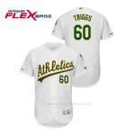 Camiseta Beisbol Hombre Oakland Athletics Andrew Triggs 150th Aniversario Patch Autentico Flex Base Blanco