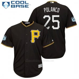 Camiseta Beisbol Hombre Pittsburgh Pirates Gregory Polanco Negro 2017 Entrenamiento de Primavera Cool Base Jugador