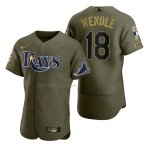 Camiseta Beisbol Hombre Tampa Bay Rays Joey Wendle Camuflaje Digital Verde 2021 Salute To Service