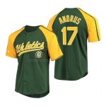 Camiseta Beisbol Hombre Oakland Athletics Elvis Andrus Replica Button Down Raglan Verde