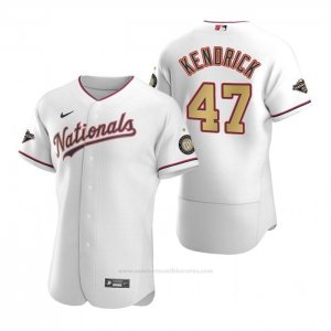 Camiseta Beisbol Hombre Washington Nationals Howie Kendrick Gold-Trimmed Championship Autentico Blanco