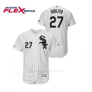 Camiseta Beisbol Hombre Chicago White Sox Lucas Giolito 150th Aniversario Patch Flex Base Blanco Negro