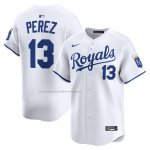Camiseta Beisbol Hombre Kansas City Royals Salvador Perez Primera Limited Blanco