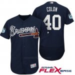 Camiseta Beisbol Hombre Atlanta Braves 40 Bartolo Colon Azul 2017 Entrenamiento de Primavera Flex Base