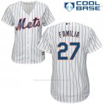 Camiseta Beisbol Mujer New York Mets 27 Jeurys Familia Blanco Cool Base
