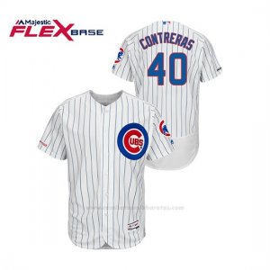 Camiseta Beisbol Hombre Chicago Cubs Willson Contreras 150th Aniversario Patch Autentico Flex Base Blanco Azul