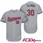 Camiseta Beisbol Hombre Baltimore Orioles 2017 Estrellas Y Rayas 30 Chris Tillman Gris Flex Base