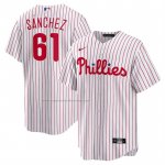 Camiseta Beisbol Hombre Philadelphia Phillies Cristopher Sanchez Primera Replica Blanco