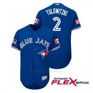 Camiseta Beisbol Hombre Toronto Blue Jays Troy Tulowitzki 2018 Stars & Stripes Flex Base Royal