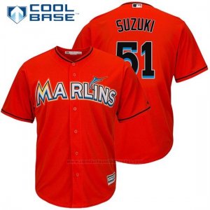 Camiseta Beisbol Hombre Miami Marlins Ichiro Suzuki 51 Cool Base Firebrick