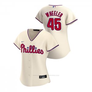 Camiseta Beisbol Mujer Philadelphia Phillies Zack Wheeler 2020 Replica Alterno Crema