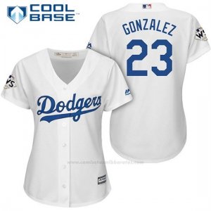 Camiseta Beisbol Mujer Los Angeles Dodgers 2017 World Series Adrian Gonzalez Blanco Cool Base