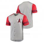 Camiseta Beisbol Hombre Los Angeles Angels Button-Down Stitches Autentico Gris