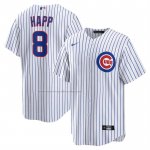 Camiseta Beisbol Hombre Chicago Cubs Ian Happ Home Replica Blanco