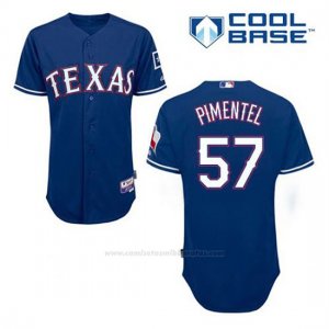 Camiseta Beisbol Hombre Texas Rangers Stolmy Pimentel 57 Azul Alterno Cool Base