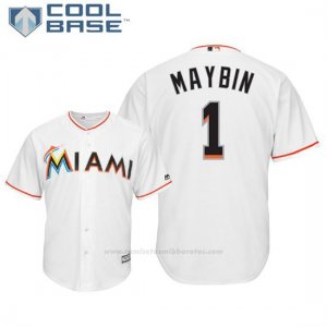 Camiseta Beisbol Hombre Miami Marlins Cameron Maybin Cool Base 1ª Blanco