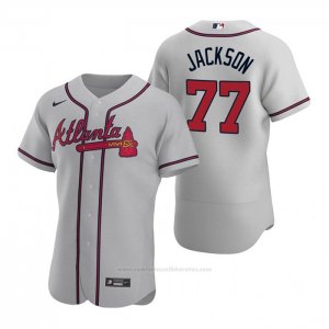 Camiseta Beisbol Hombre Atlanta Braves Luke Jackson Autentico 2020 Road Gris