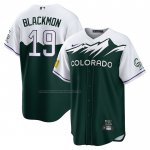 Camiseta Beisbol Hombre Colorado Rockies Charlie Blackmon 2022 City Connect Replica Verde