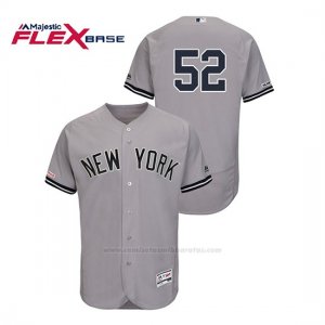 Camiseta Beisbol Hombre New York Yankees C.c. Sabathia 150th Aniversario Patch Flex Base Gris