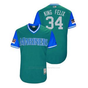 Camiseta Beisbol Hombre Seattle Mariners Felix Hernandez 2018 Llws Players Weekend King Felix Aqua