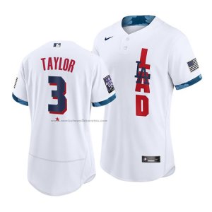 Camiseta Beisbol Hombre Los Angeles Dodgers Chris Taylor 2021 All Star Autentico Blanco