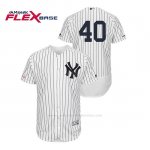 Camiseta Beisbol Hombre New York Yankees Luis Severino 150th Aniversario Patch Flex Base Blanco