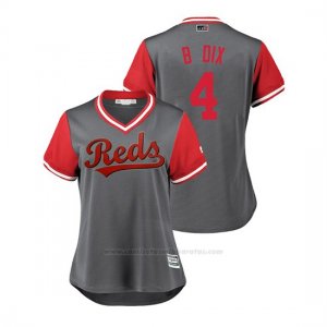 Camiseta Beisbol Mujer Cincinnati Reds Brandon Dixon 2018 Llws Players Weekend B Dix Gris