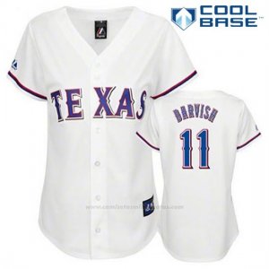 Camiseta Beisbol Hombre Texas Rangers Yu Darvish 11 Blanco Cool Base