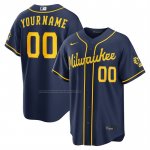 Camiseta Beisbol Hombre Milwaukee Brewers Alterno Stadium Personalizada Azul Camiseta Beisbol Hombre Milwaukee Brewers Alterno Stadium Personalizada Azul