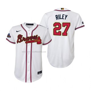 Camiseta Beisbol Nino Atlanta Braves Austin Riley 2022 Gold Program Replica Blanco