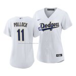 Camiseta Beisbol Mujer Los Angeles Dodgers A.j. Pollock 2021 Gold Program Replica Blanco