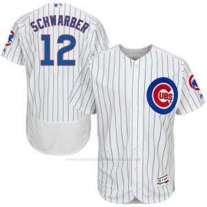 Camiseta Beisbol Hombre Chicago Cubs 12 Kyle Schwarber Autentico Coleccion Blanco Flex Base