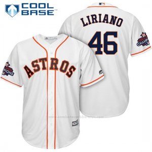 Camiseta Beisbol Hombre Houston Astros 2017 World Series Campeones Francisco Liriano Blanco Cool Base