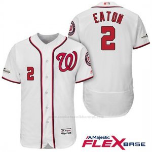 Camiseta Beisbol Hombre Washington Nationals 2017 Postemporada Adam Eaton Blanco Flex Base