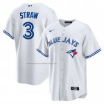 Camiseta Beisbol Hombre Toronto Blue Jays Myles Straw Primera Replica Blanco Camiseta Beisbol Hombre Toronto Blue Jays Myles Straw Primera Replica Blanco