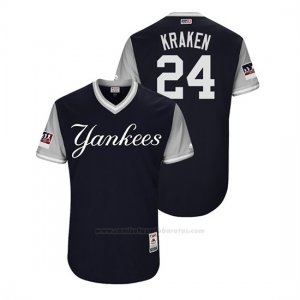 Camiseta Beisbol Hombre New York Yankees Gary Sanchez 2018 Llws Players Weekend Kraken Azul