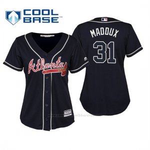 Camiseta Beisbol Mujer Atlanta Braves Greg Maddux Cool Base Majestic Alternato 2019 Azul