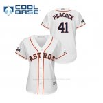 Camiseta Beisbol Mujer Houston Astros Brad Peacock 2019 Postseason Cool Base Blanco
