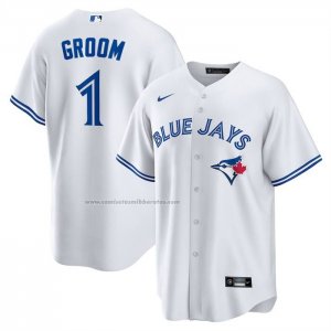 Camiseta Beisbol Hombre Toronto Blue Jays NO 1 Groom Primera Replica Blanco