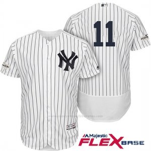 Camiseta Beisbol Hombre New York Yankees 2017 Postemporada Brett Gardner Blanco Flex Base