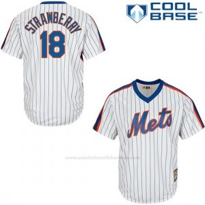 Camiseta Beisbol Hombre New York Mets Darryl Strawberry Blanco Cooperstown Cool Base