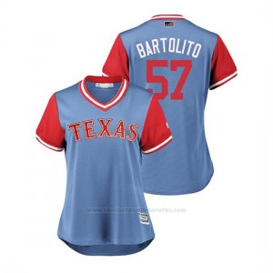 Camiseta Beisbol Mujer Texas Rangers Ariel Jurado 2018 Llws Players Weekend Bartolito Light Toronto Blue Jays