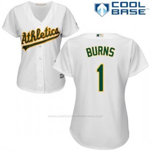 Camiseta Beisbol Mujer Oakland Athletics Billy Burns Blanco Autentico Coleccion Cool Base