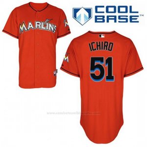 Camiseta Beisbol Hombre Miami Marlins Ichiro Suzuki 51 Naranja Alterno Cool Base