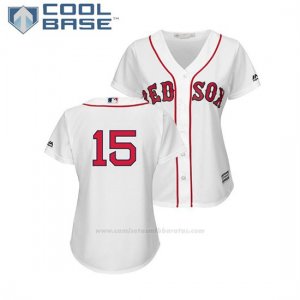 Camiseta Beisbol Mujer Boston Red Sox Dustin Pedroia Cool Base Blanco